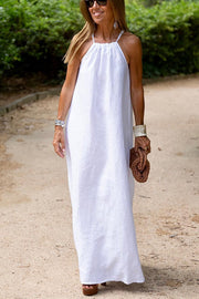 Down By The Cove Linen Blend Halter Maxi Dress