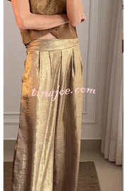 Fashionable Hot Stamping High Waist Casual Wide Leg Pants