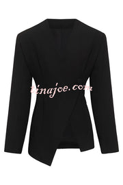 Feel Confident Collarless Single Button Long Sleeve Hourglass Blazer