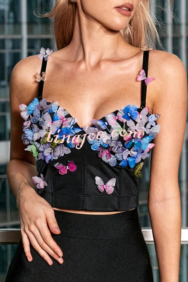 Butterfly Embellished Sexy Sling Backless Top