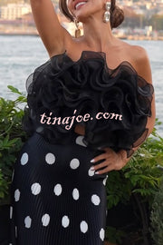 Eye-catching Organza Multi-layer Petal Ruffles Details Strapless Tank