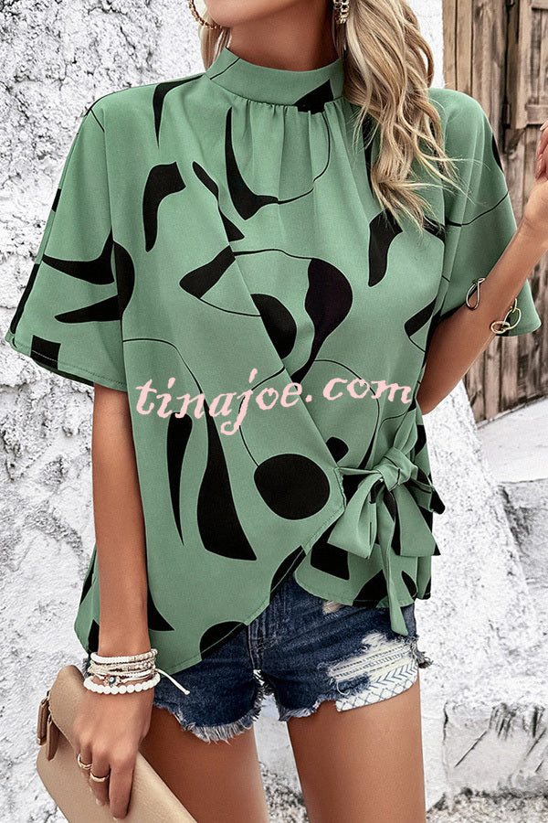 Exaggerated Unique Printed Patchwork Short Sleeved Shirt