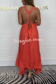 Solid Color V-neck Sleeveless Sexy Backless Irregular Maxi Dress