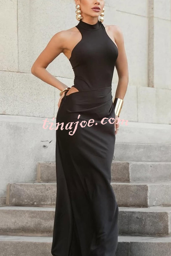 Sexy Sleeveless Slim Waist Hollow Out Maxi Dress