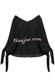 Joyful Bond Linen Blend V-neck Knotted Cuff Half Sleeve Loose Top