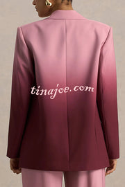 Enya Ombre Print Single Button Long Sleeve Lapel Loose Blazer