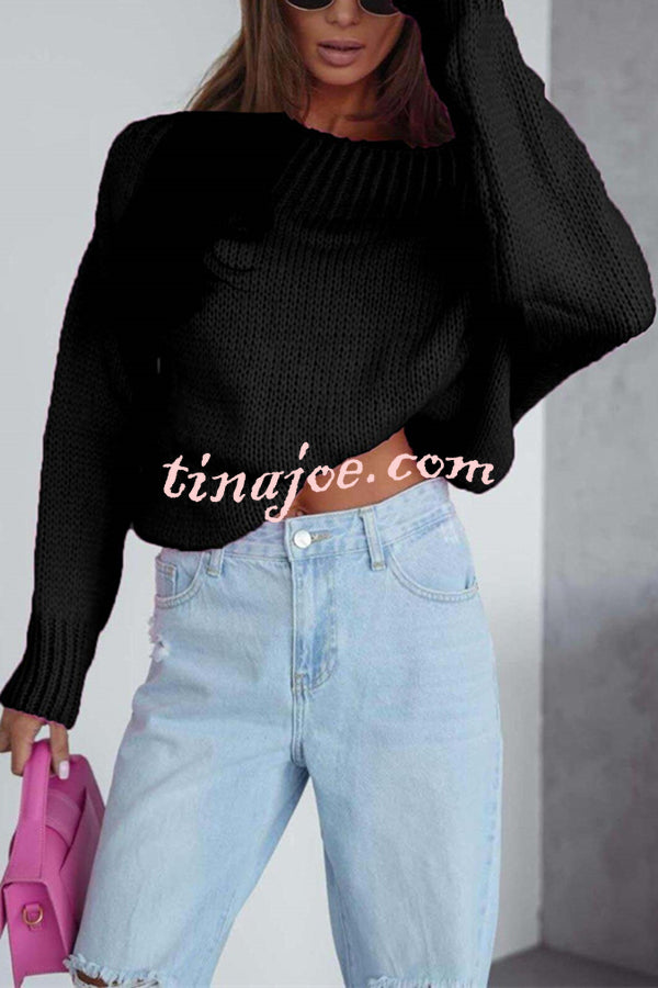 Solid Color Long-sleeved Round Neck Loose Knitted Sweater