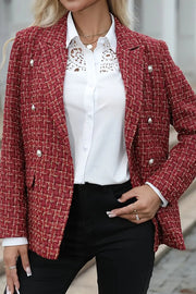 Fashionable Plaid Casual Double-breasted Blazer