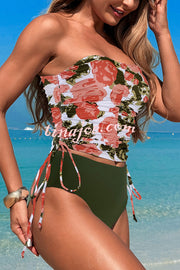 Unique Print High Waist Tie-Stretch Two-Piece Bikini Swimsuit