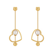 18K Gold Titanium Steel Heart-shaped Peach Heart Pearl Earrings