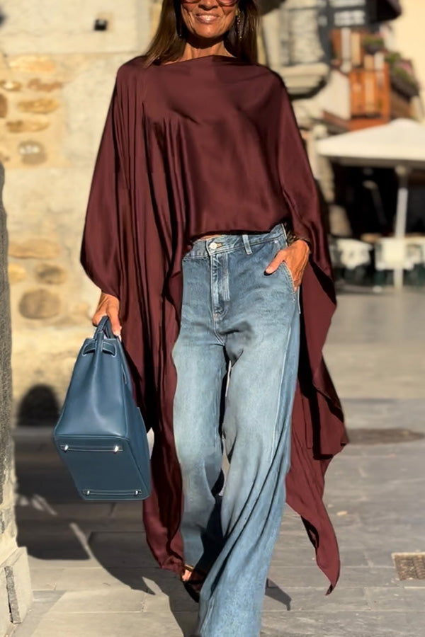 Solid Color Casual Irregular Loose Cape