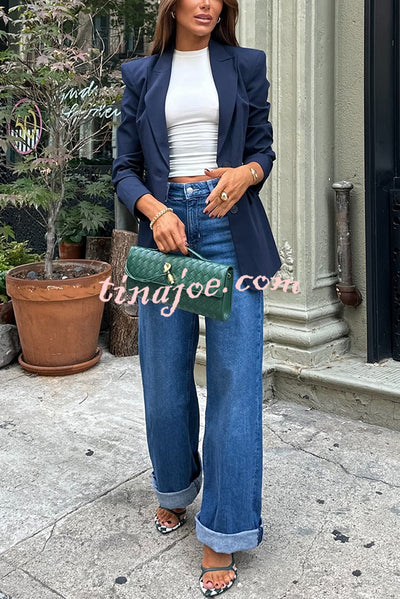 Weekend Plans High Rise Pocketed Straight Wide Leg Jeans