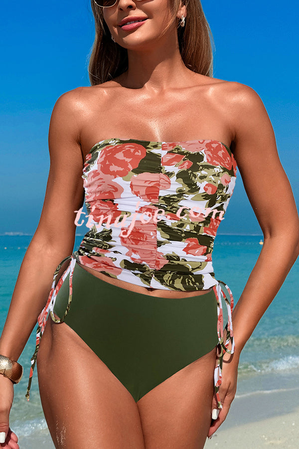 Unique Print High Waist Tie-Stretch Two-Piece Bikini Swimsuit