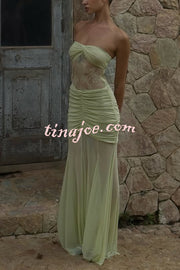 Fashion Lace Splicing Sexy Sleeveless Off-shoulder Slim Maxi Dress