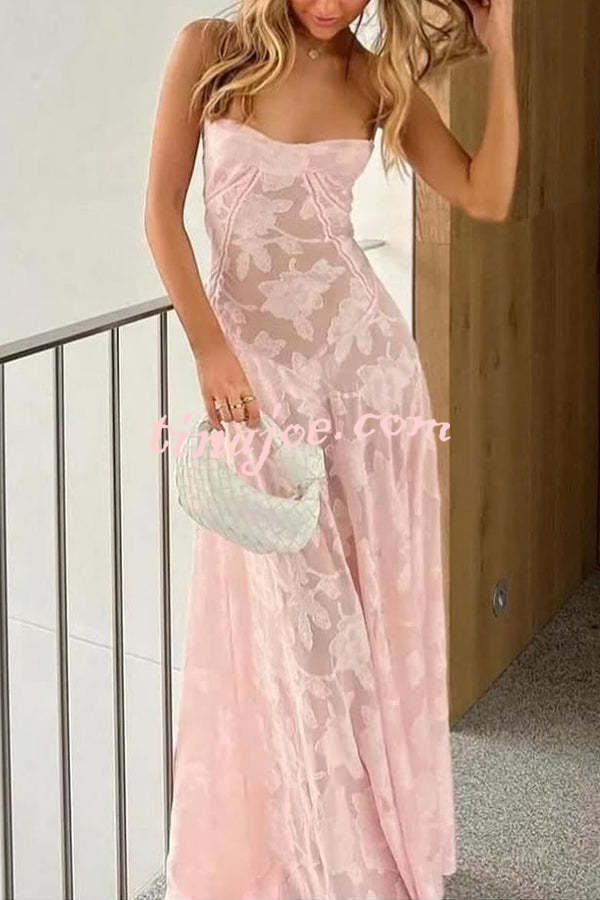 Fashion Sexy Suspenders See-through Holiday Slim Maxi Dress