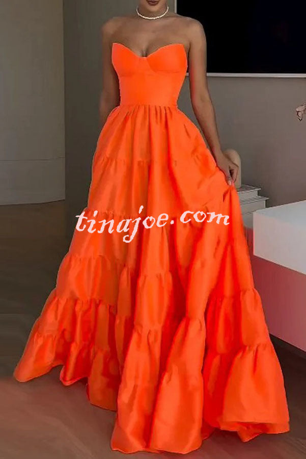 Only Princess Off Shoulder Layered Hem Prom Maxi Dress