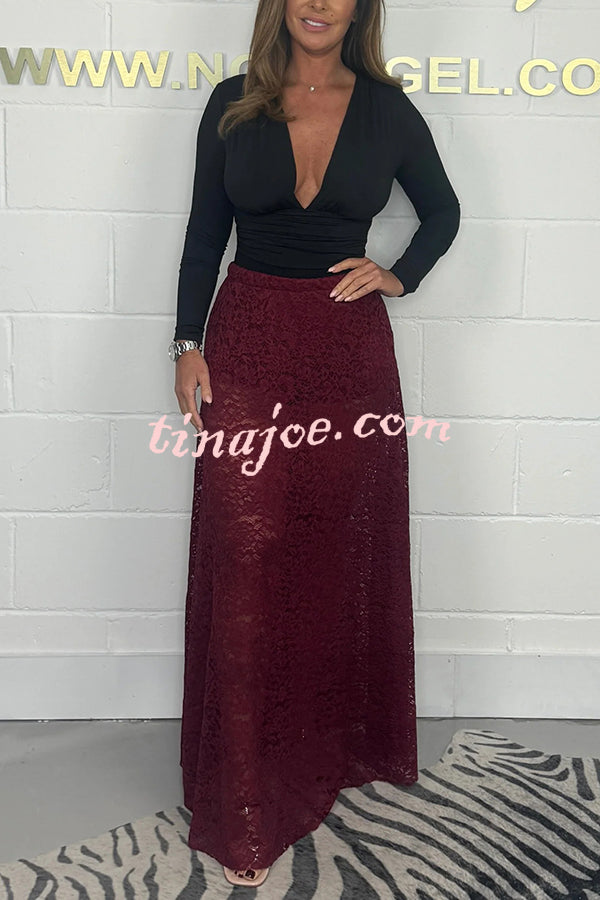 Elegant and Sexy Hollow Lace Maxi Skirt