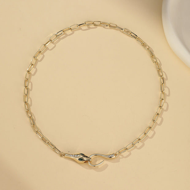 Vintage Metal Diamond Ouroboros Necklace