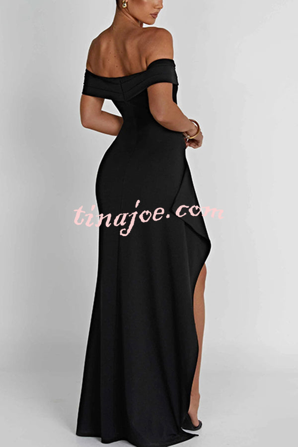 Sexy Lady Off Shoulder High Slit Maxi Dress