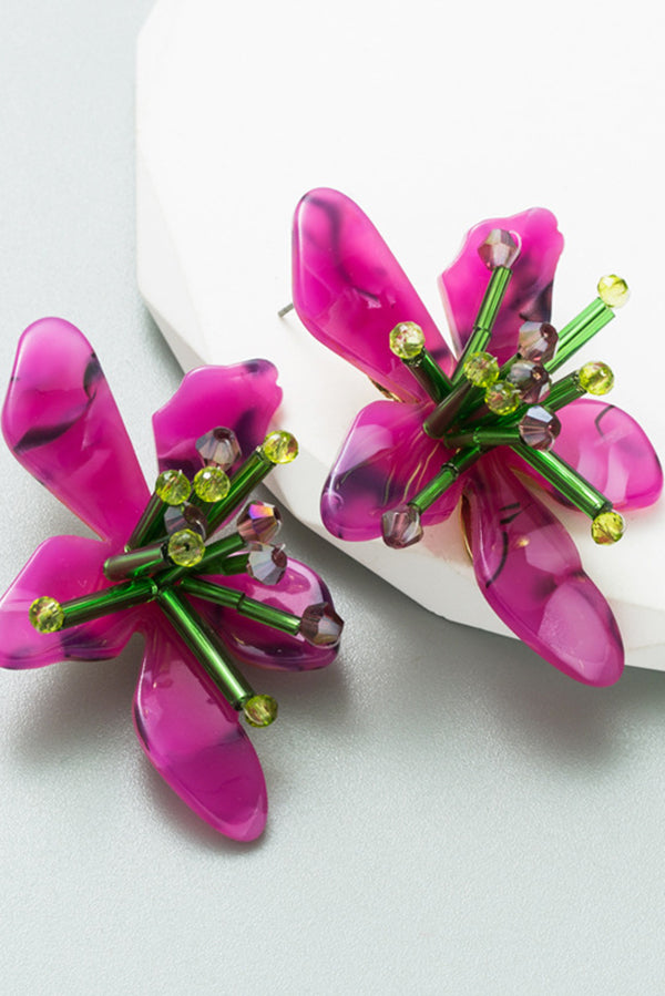 Colorful Acrylic Hand-woven Flower Earrings