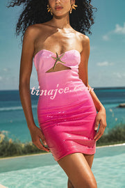 Gradient Sequin Sexy Off-the-shoulder Hollow Slim Mini Dress