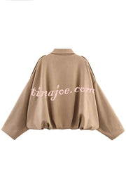 Fashion Lapel Long-sleeved Casual Bomber Jacket