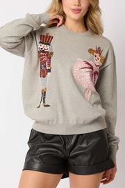 Christmas Soldier Sequined Fashion Casual Sweatshirt