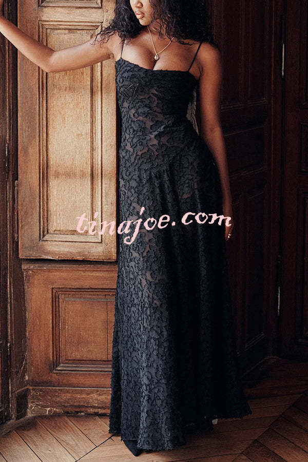 Fashion Sexy Suspenders See-through Holiday Slim Maxi Dress