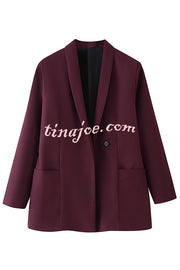 Solid Color Lapel Long Sleeve Casual Pocket Long Blazer