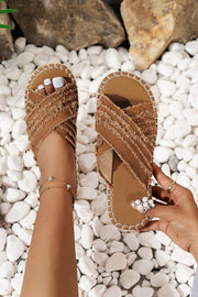 Bohemian Flat Straw Cross-over Fisherman Shoes