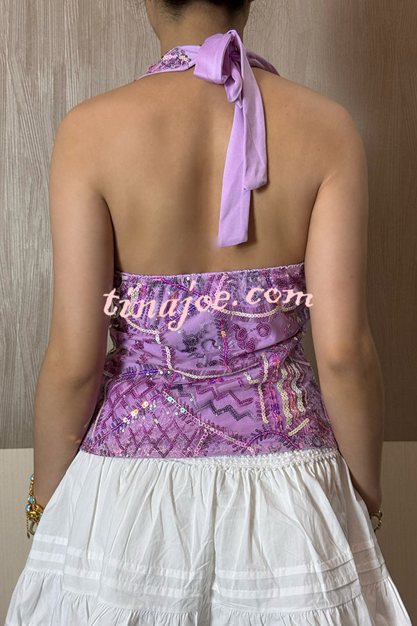 Fashion Sequined Casual V-neck Backless Slim Vest