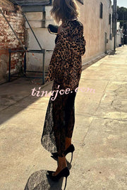 Coco Lady Leopard Print Long Sleeve Lapel Blazer