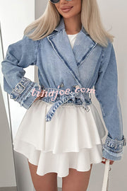 Fashion Lapel Long-sleeved Short Denim Jacket
