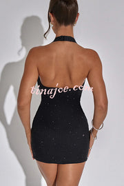 Sexy Halterneck Low-cut Backless Fitted Mini Dress