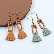 Bohemian Vintage Square Tassel Long Earrings