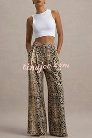 Hurley Ombre Snake Print Elastic Waist Pocketed Wide Leg Pants