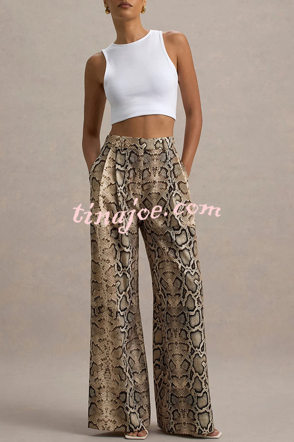 Hurley Ombre Snake Print Elastic Waist Pocketed Wide Leg Pants
