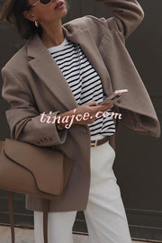 Solid Color Lapel Long Sleeve Loose Blazer