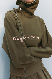 Fashionable High-neck Long-sleeved Zippered Simple Jacket