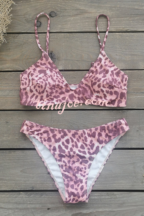 Leopard Print Sexy Stretch Two-piece Bikini Swimsuit