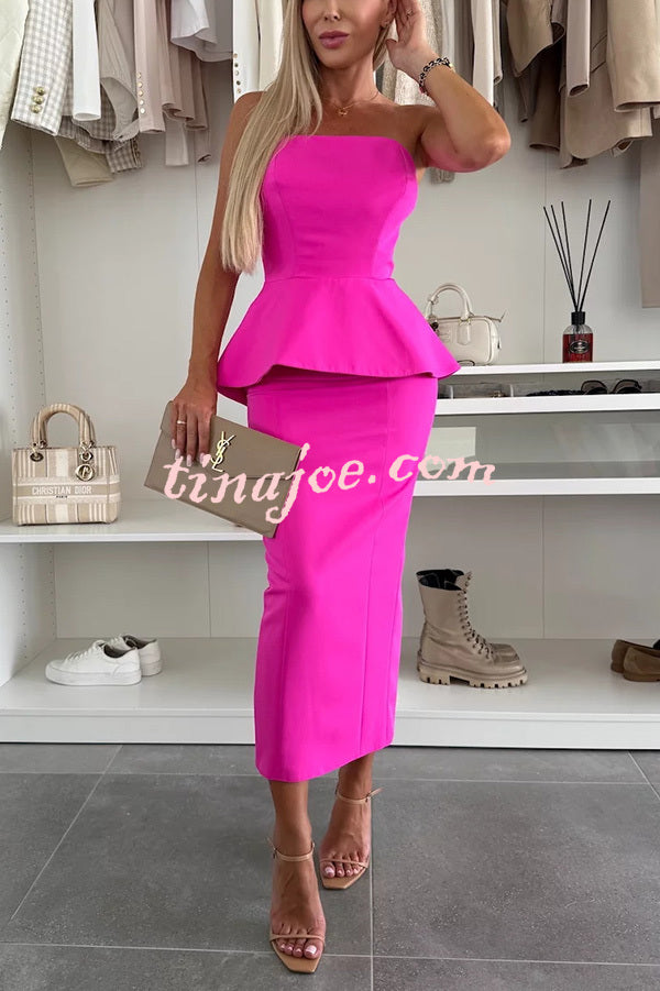 Sexy Tube Backless Lace-up Top and Slim Slit Midi Skirt Set