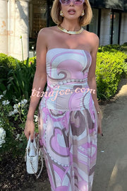 Gorgeous Pastels Unique Print Off Shoulder Low Rise Loose Maxi Dress