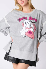 Halloween Cartoon Ghost Sequin Loose Casual Sweatshirt