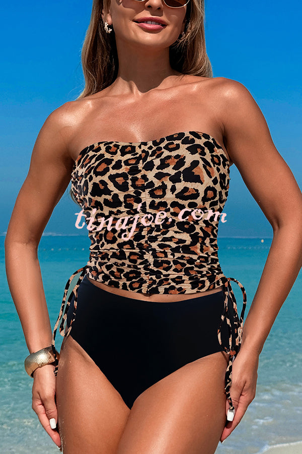 Unique Print High Waist Tie-Stretch Two-Piece Bikini Swimsuit