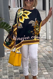Unique Printed Casual Half Sleeve Loose Top