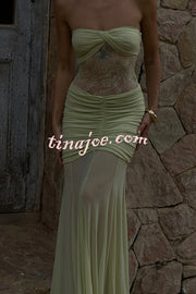 Fashion Lace Splicing Sexy Sleeveless Off-shoulder Slim Maxi Dress