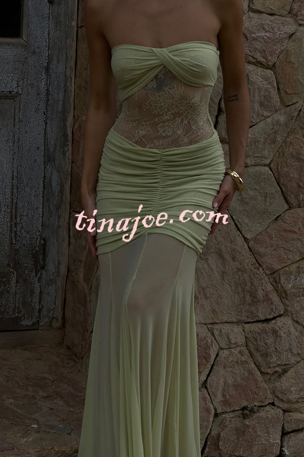 Fashion Lace Splicing Sexy Sleeveless Off-shoulder Slim Maxi Dress