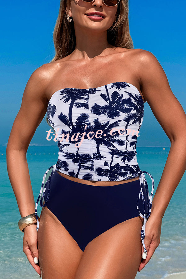 Unique Print High Waist Tie-Stretch Two-Piece Bikini Swimsuit