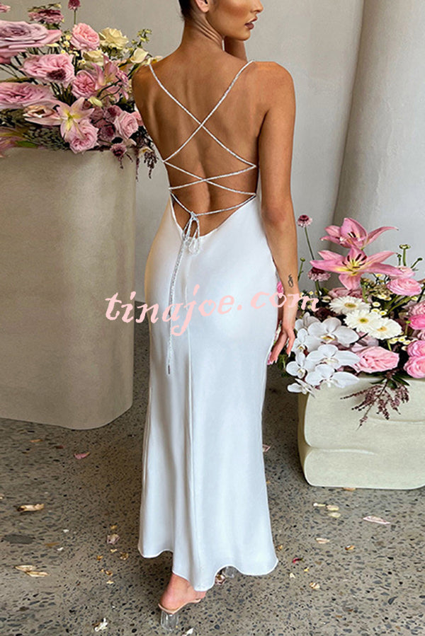 Sexy Backless Suspender High Slit Slim Maxi Dress