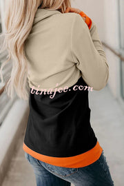 Halloween Pumpkin Print Long Sleeve Drawstring Hoodie